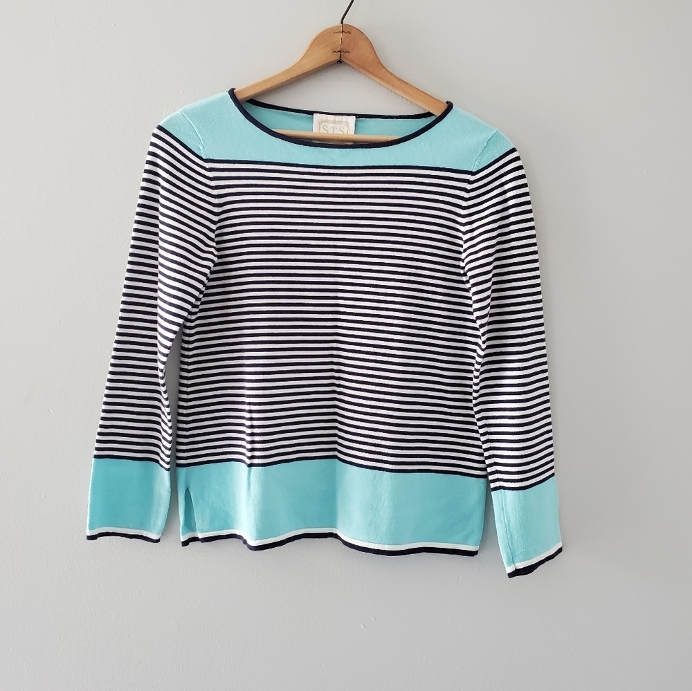 Sail to Sable Blue/White Striped Top